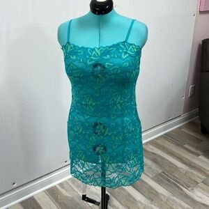 Josie by Natori Lace Blue and Green Chemise